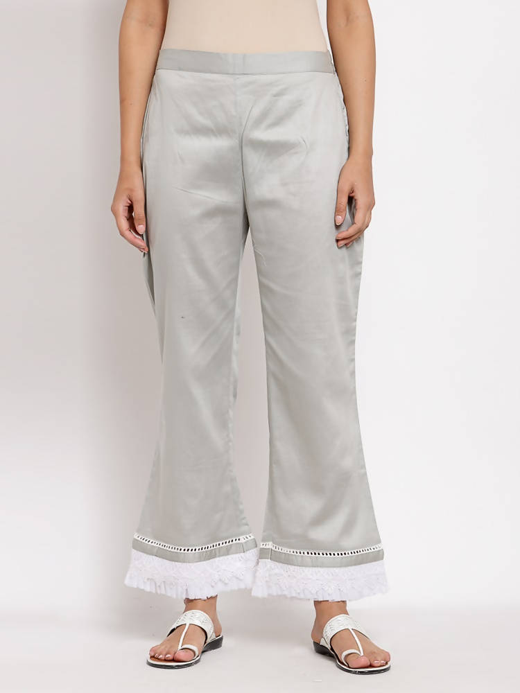 Myshka Beautiful Women's Grey Cotton Solid Casual Trouser | Grab2Buy