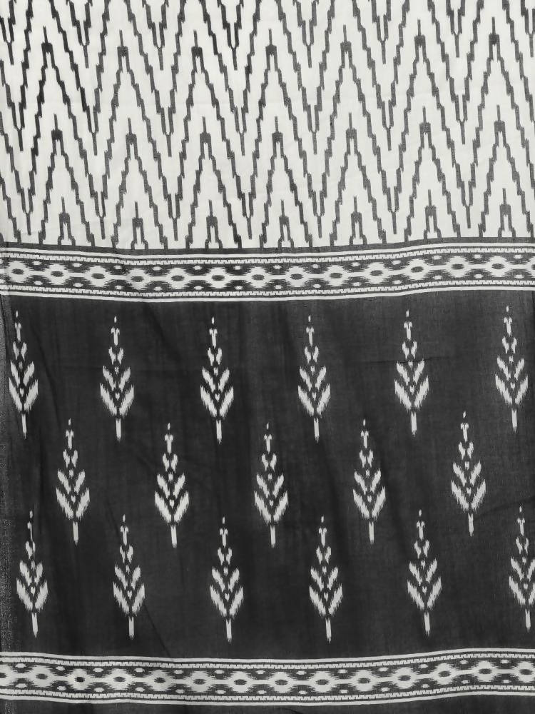 Yufta Women Black Ikat Printed Pure Cotton Kurta with Palazzo and Dupatta | Grab2Buy