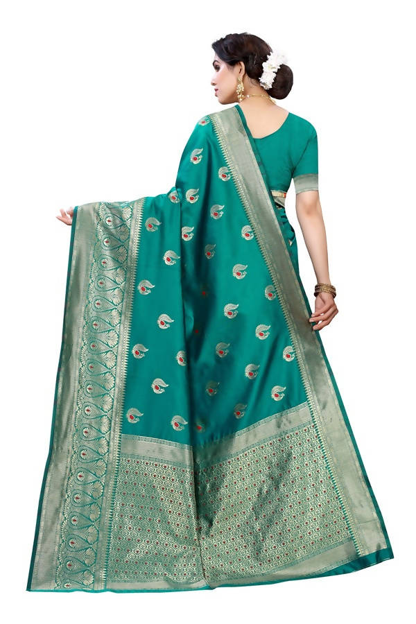 Vamika Banarasi Jacquard Weaving Green Saree (Siri Green) | Grab2Buy