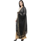 A R Silk Chanderi Piping Regular Dupatta Black Color Dupatta or Chunni | Grab2Buy