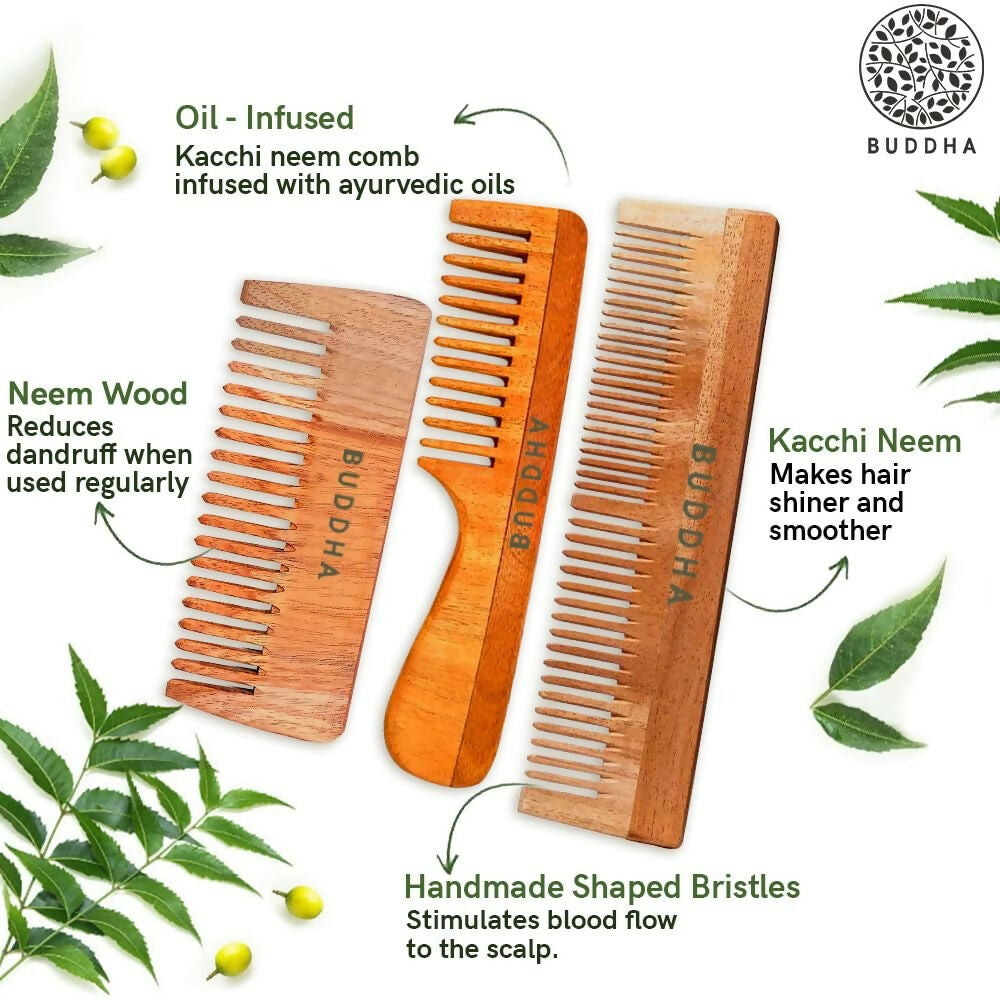 Buddha Natural Baby Comb with Handle - Kacchi Neem Wood | Grab2Buy