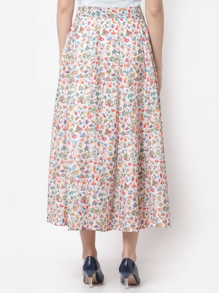 Myshka Multicolor Cotton blend Printed Skirt | Grab2Buy