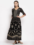 Myshka Women's Green Royan Printed Half Sleeve V Neck Casual Maxi Dress | Grab2Buy