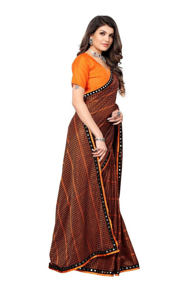 Vamika Orange Lycra Knitted Saree | Grab2Buy
