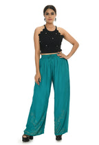 Mominos Fashion Moeza Reyon Cotton Rama Green Color Sirsoki Work Palazzo | Grab2Buy