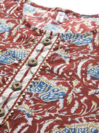 Yufta Women Maroon Pure Cotton Ethnic Motifs Printed Kurta with Palazzo & Dupatta | Grab2Buy