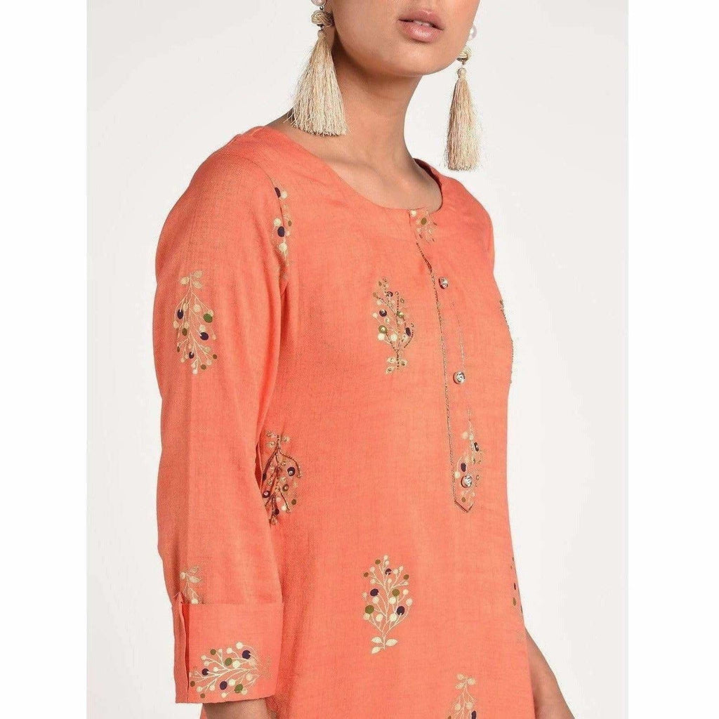 Cheera Women's Beautiful Gold Print And Highlights With Sequence Straight Kurta (CH078K) | Grab2Buy