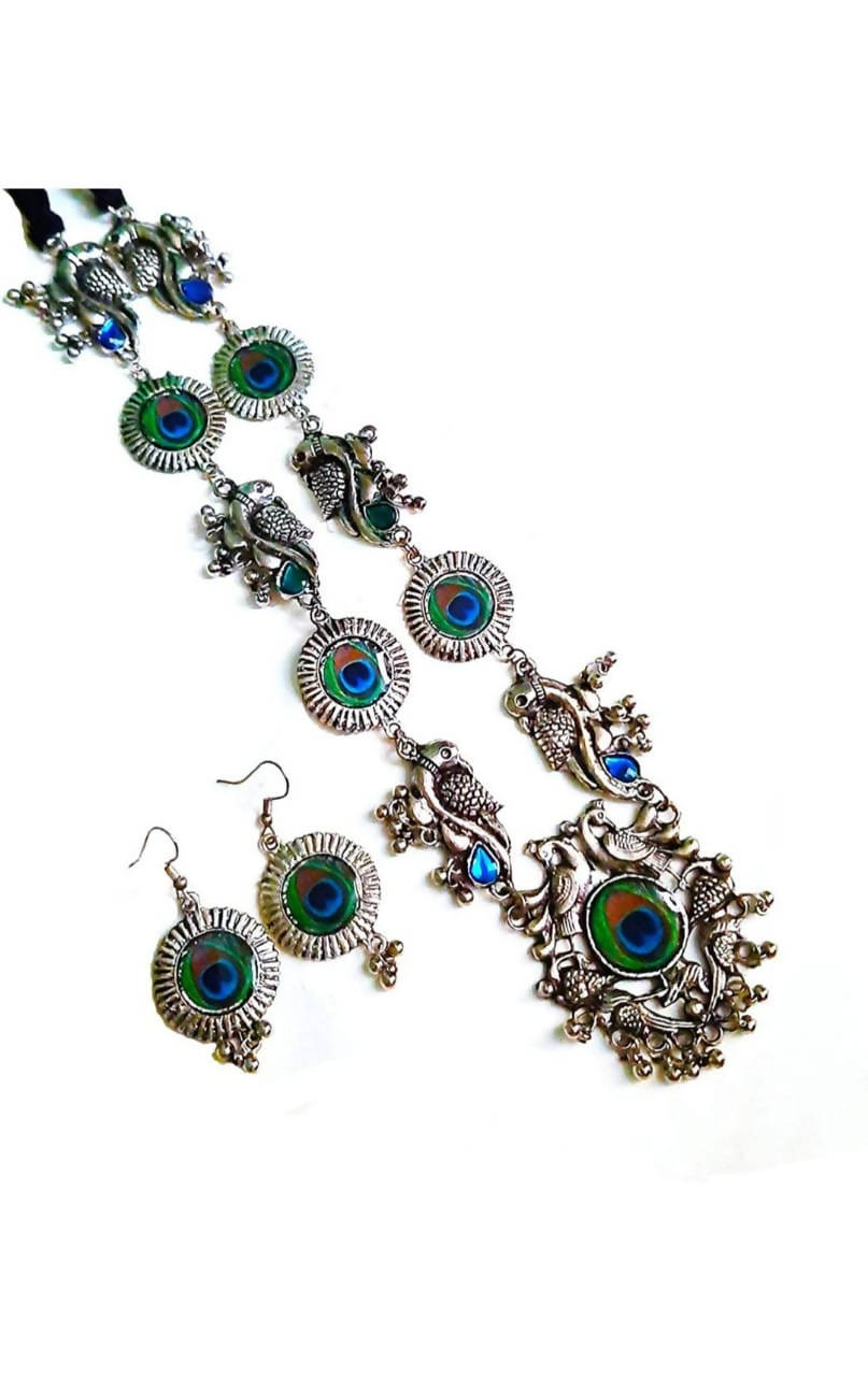 Mominos Fashion Silver-Plated Peacock Design Necklace Set Mangalsutra | Grab2Buy