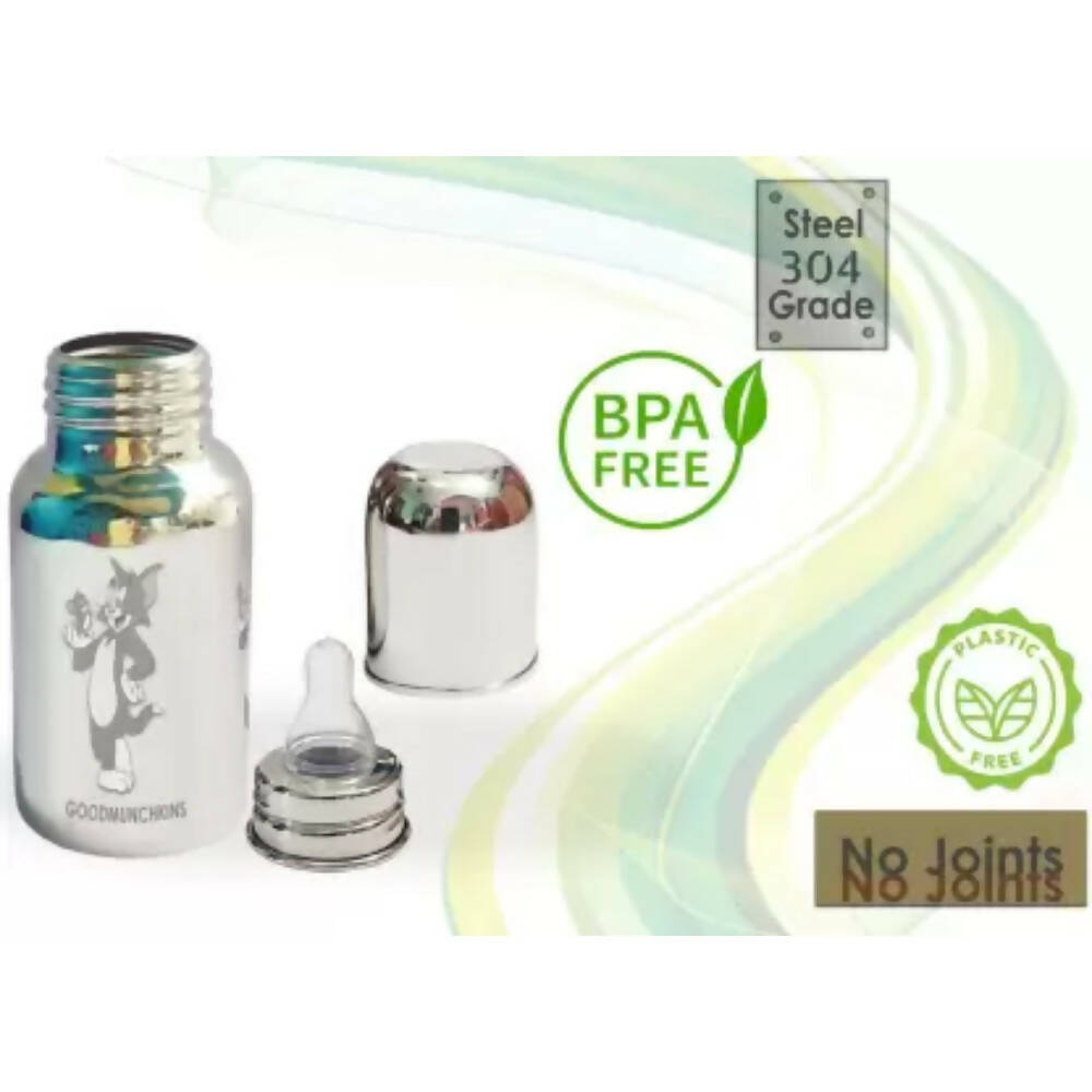 Goodmunchkins Stainless Steel Feeding Bottle 304 Grade Steel, Jointless, BPA Free, Rustfree Bottle For Kids 150 ml | Grab2Buy