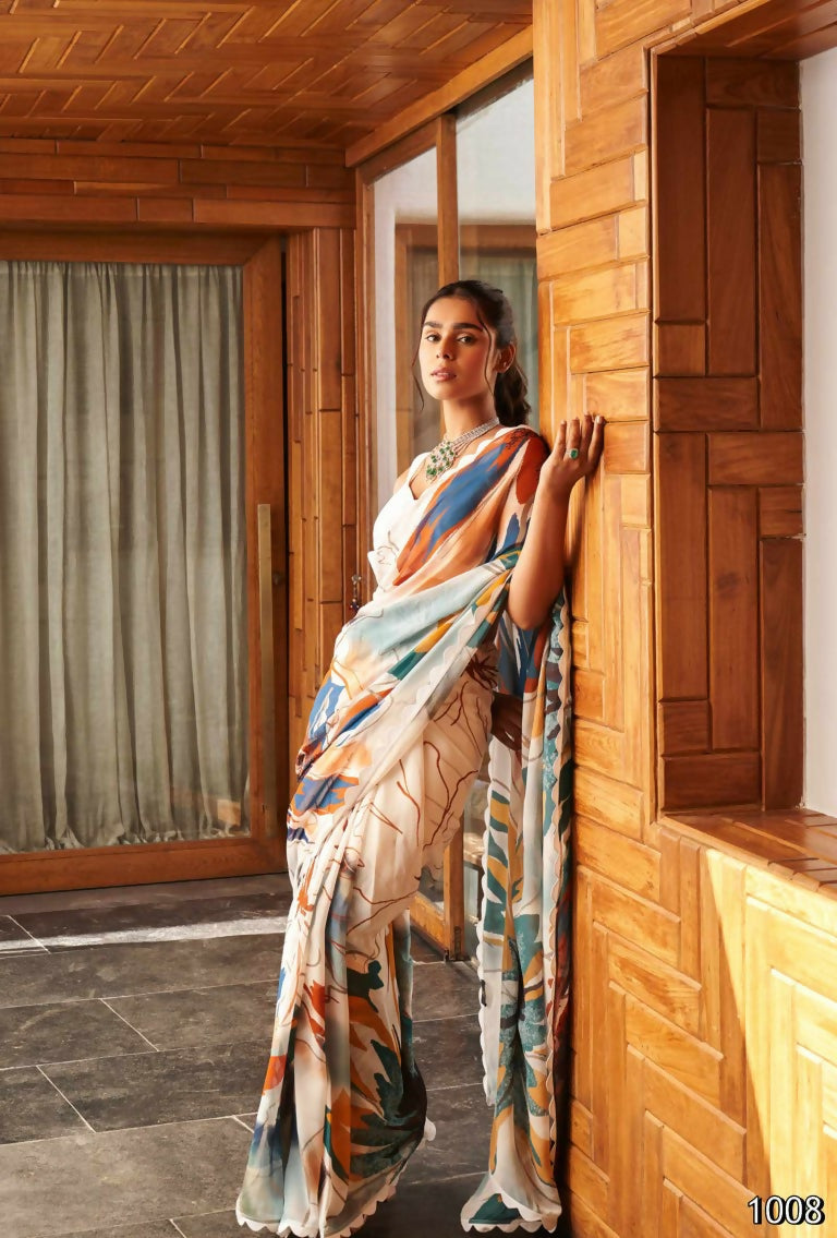 Partywear Designer Multi Bright Moss Fancy Saree - Durga | Grab2Buy