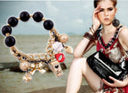 Gold-Polished Alloy Classy Beaded Charm Bracelet - The Pari