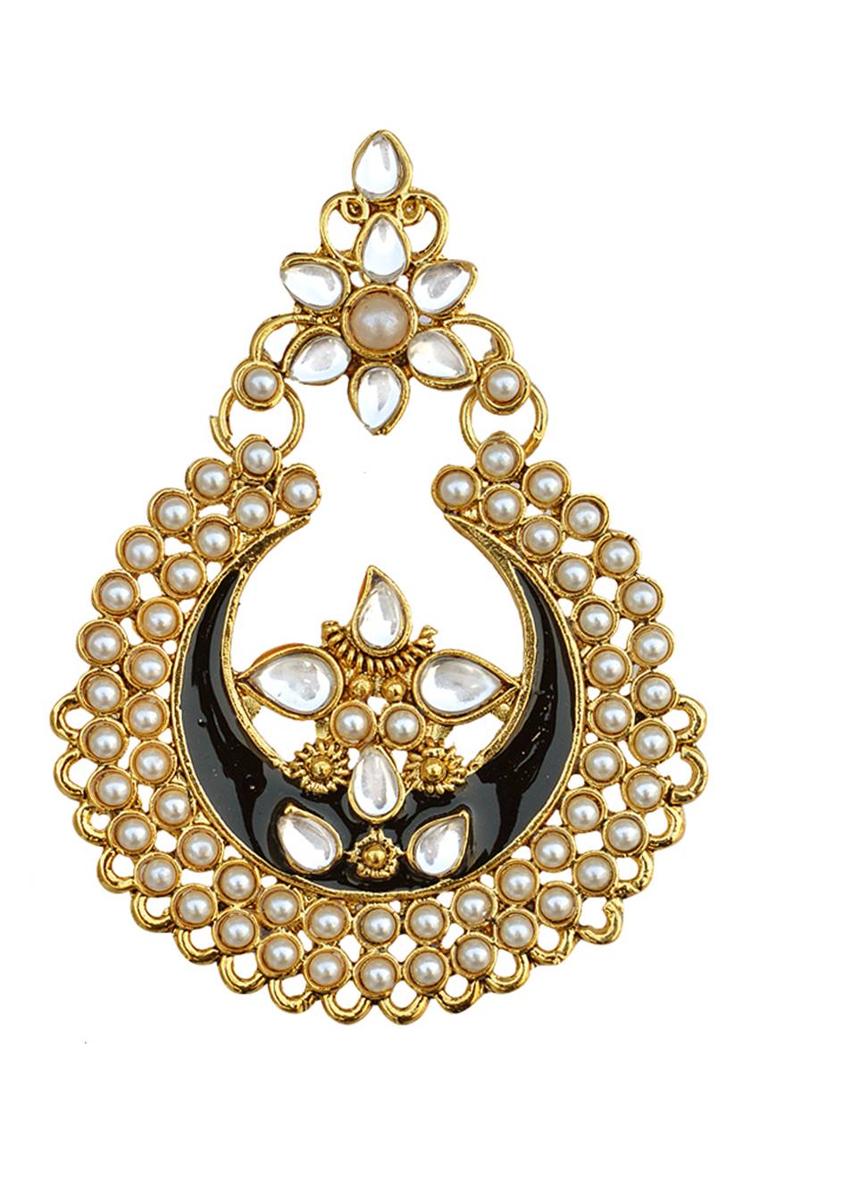 Gold-Polished Alloy Black Enamel Ethnic Earrings - The Pari | Grab2Buy