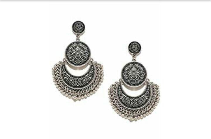 Silver-Plated Alloy Oxidised Designer Earrings - The Pari | Grab2Buy