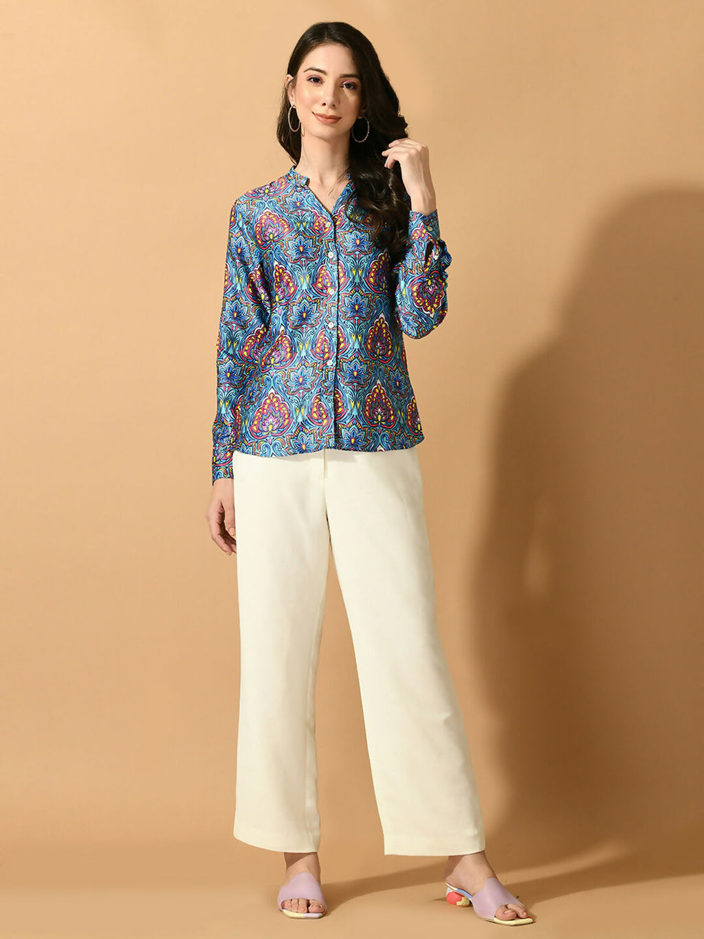 Myshka Women's Multi Satin Printed Smart Shirt | Grab2Buy