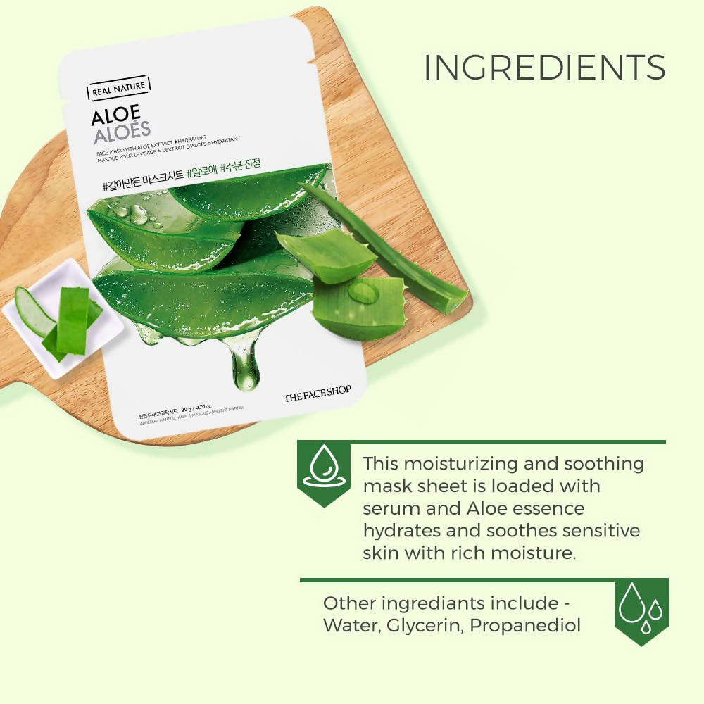 The Face Shop Real Nature Aloe Face Mask - Korean Skincare | Grab2Buy