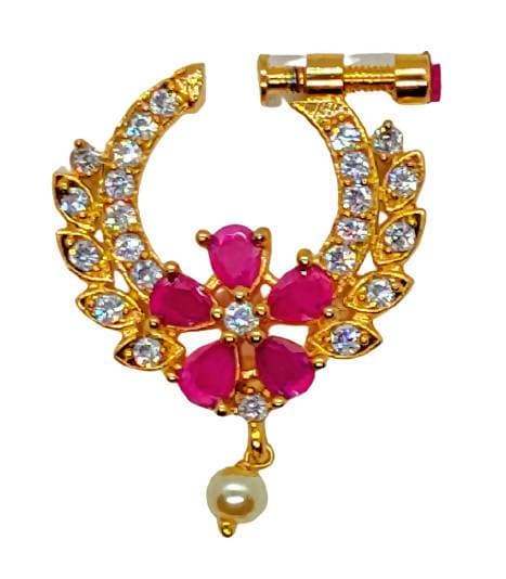 AD Ruby Floral Nose Ring | Grab2Buy