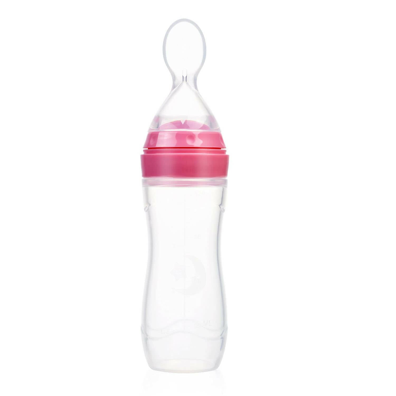 Safe-O-Kid Easy Squeezy Silicone Food Feeder Spoon (Soft Tip) Bottle- Pink- 90mL | Grab2Buy