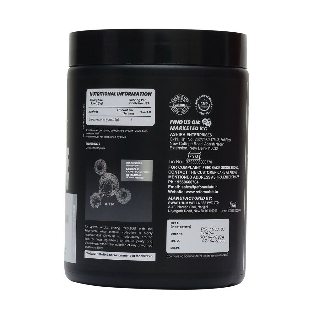 Reformulate Creasure I Creatine Monohydrate I Boost Immune System 3G Of Pure Creatine Nutraceutical - Unflavoured | Grab2Buy