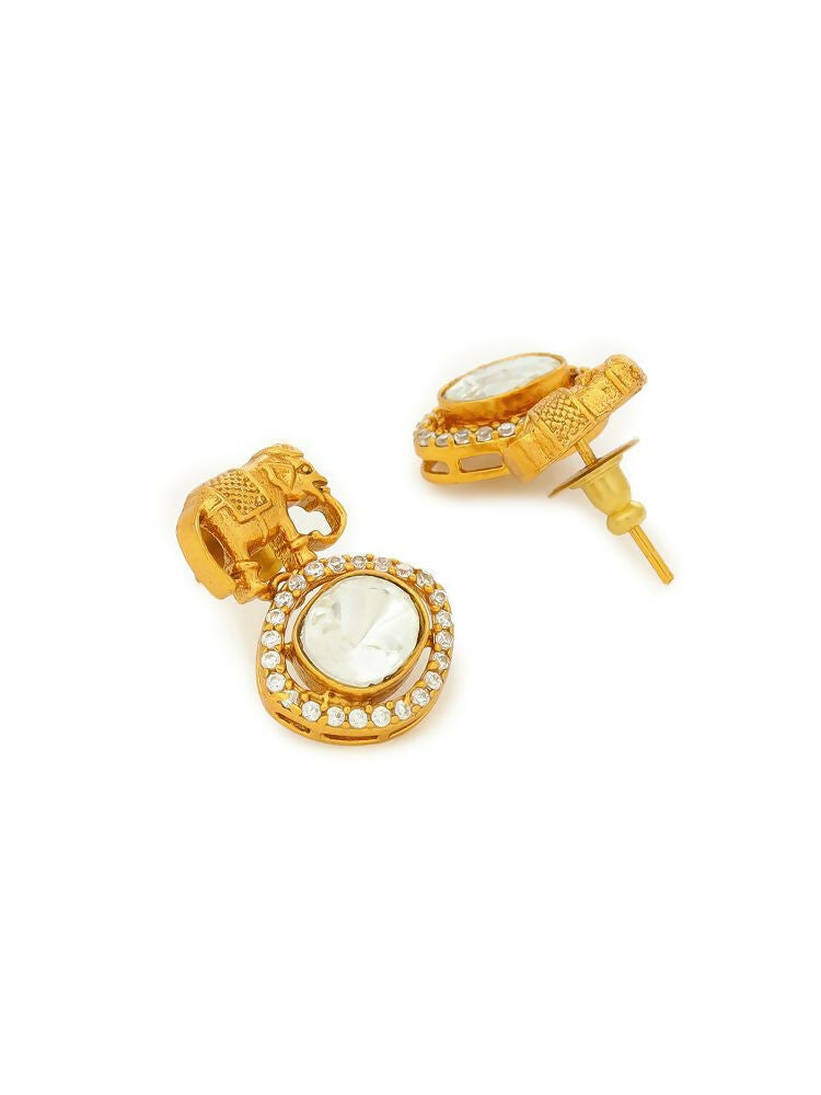 Elephant Studs with Kundan Drops - Ruby Raang | Grab2Buy