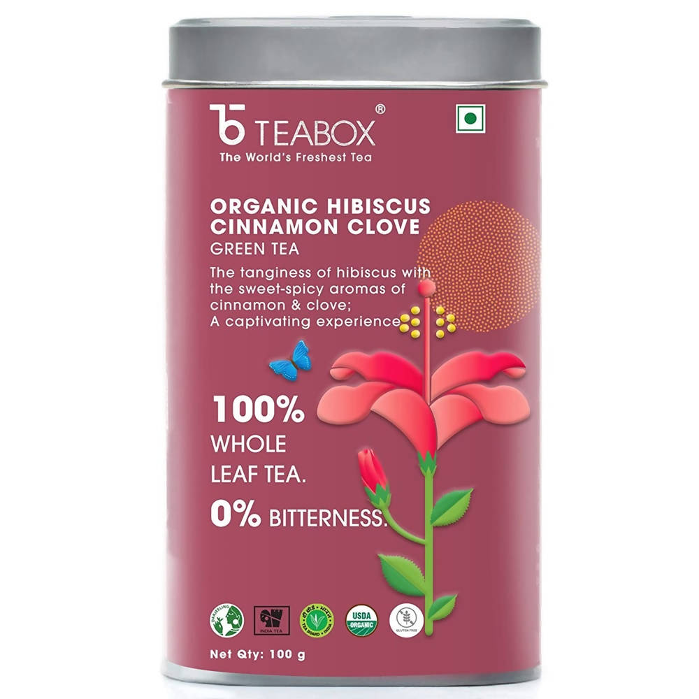 Grab2Buy Organic Hibiscus Cinnamon Clove Green Tea Loose Leaves