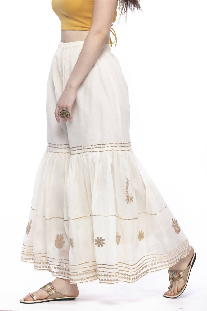 Mominos Fashion Cotton Off White Beautiful Gotta Work Sharara | Grab2Buy
