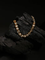 Gold-Polished White Kundan-Studded Pearl Beaded Matha Patti - Ruby Raang | Grab2Buy