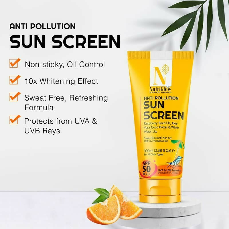 NutriGlow Advanced Organics Anti Pollution Sun Screen SPF 50 PA+++ | Grab2Buy