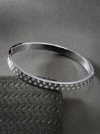 NVR Men's Silver-Plated Stainless Steel Kada Bracelet