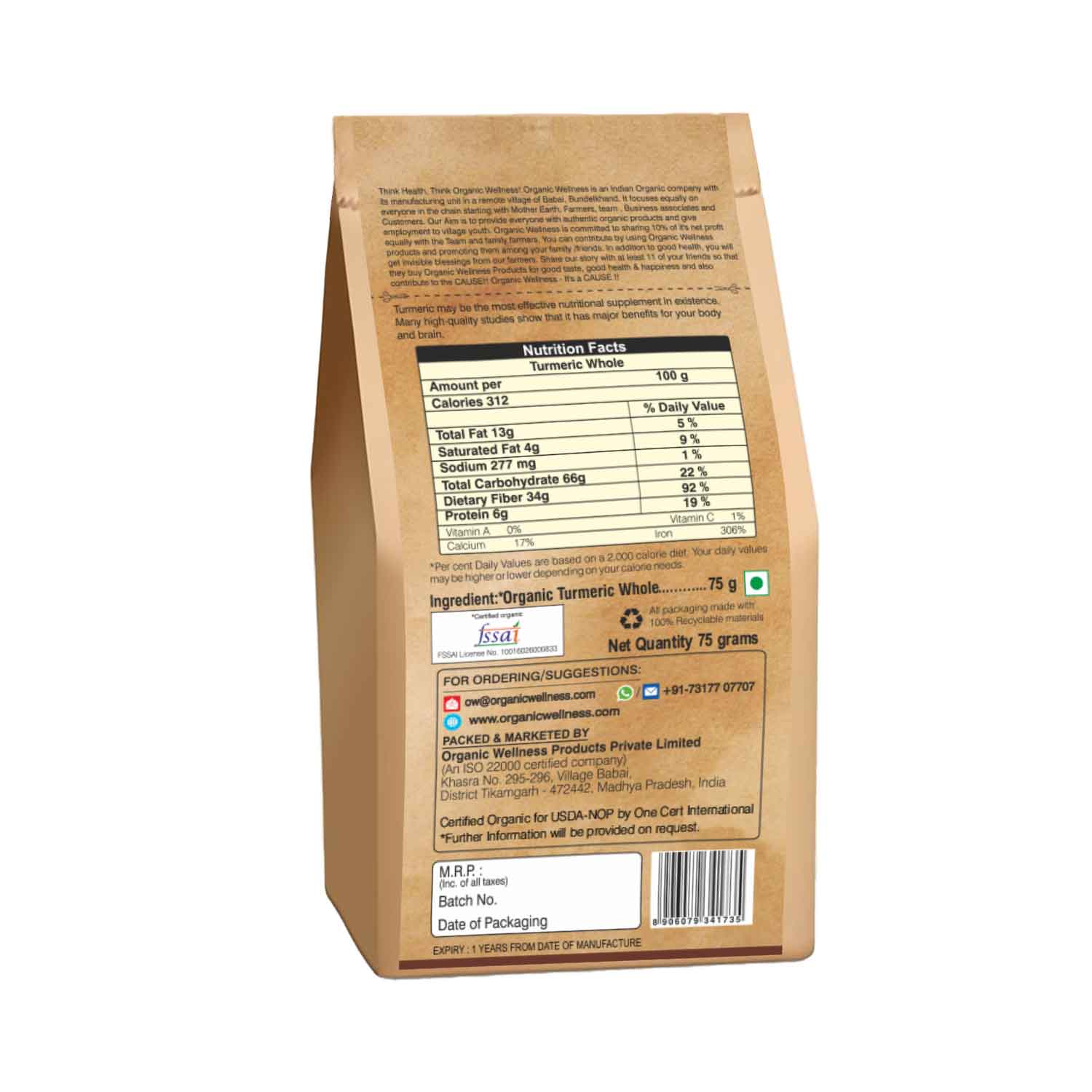 Organic Wellness Turmeric Whole | Grab2Buy