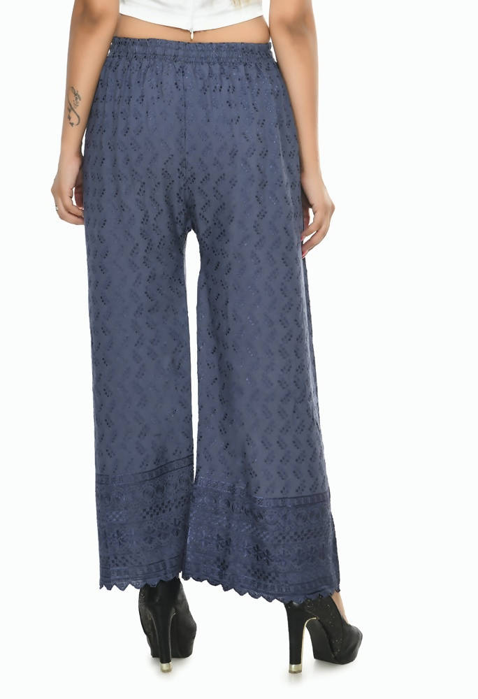 Mominos Fashion Moeza Reyon Cotton Grey Color Chikan Work Palazzo | Grab2Buy