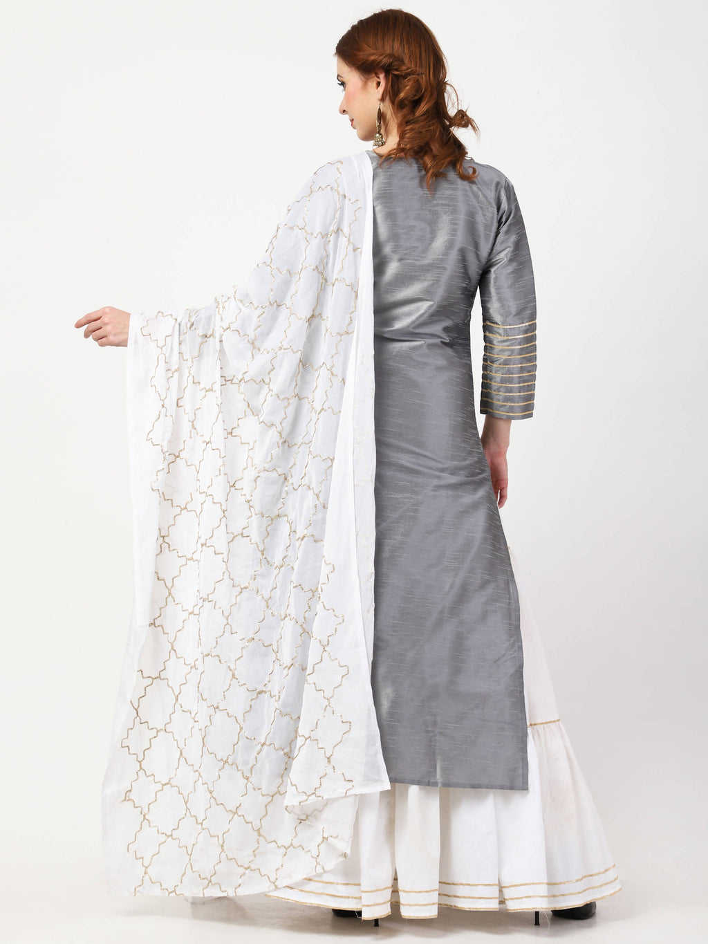 Cheera Kurta With Skirt & Embroidered Dupatta set (CH108KSD) | Grab2Buy