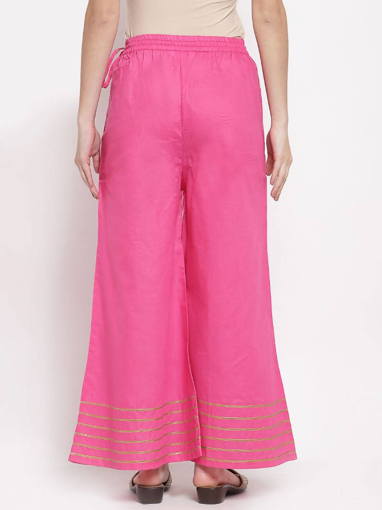 Myshka Women's Pink Cotton Solid Casual Palazzo | Grab2Buy
