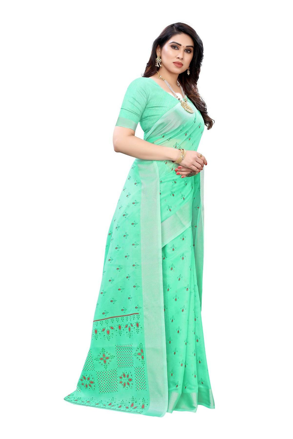 Vamika Green Chanderi Designer Saree (DIYA GREEN) | Grab2Buy