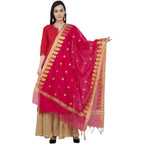 A R Silk VNS Ambi Booti Fancy Dupatta Color Rani Dupatta or Chunni | Grab2Buy