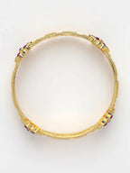 NVR Women's Set of 2 Gold-Polished Artificial Stones Handcrafted Traditional Bangles