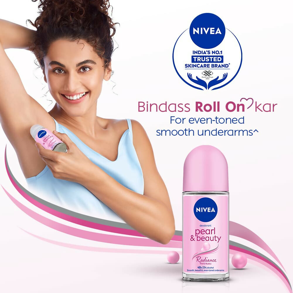 Nivea Deodorant Roll On Pearl & Beauty Radiance For Eventoned Smooth & Beautiful Underarms | Grab2Buy