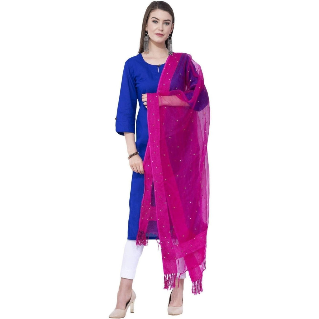 A R Silk Rani Color Chandna Orgenza Cotton Dupattas and Chunnis | Grab2Buy