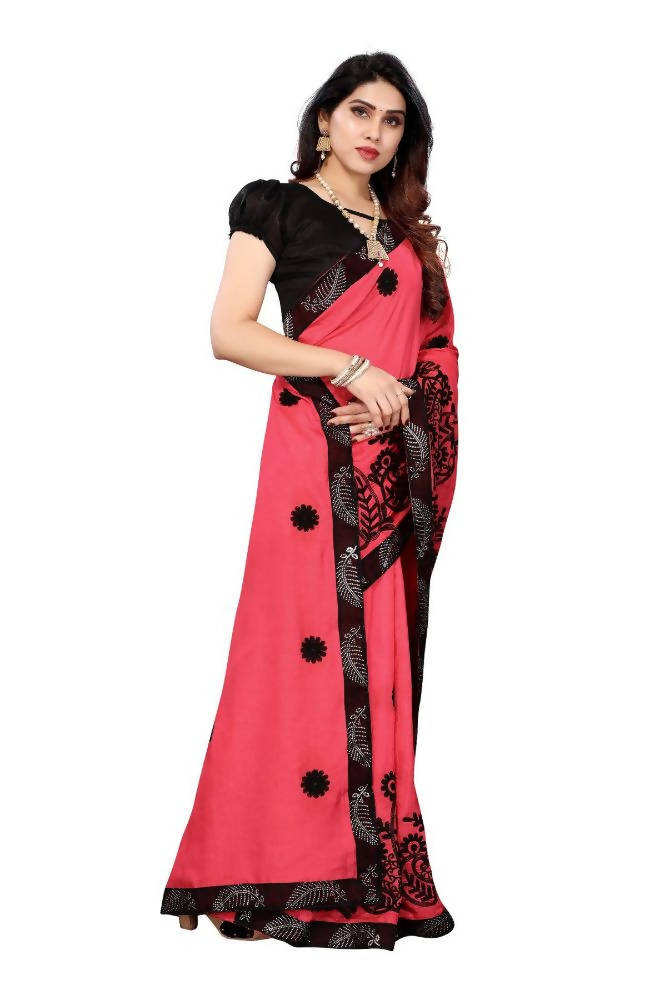 Vamika Pink Dola Silk Embroidery Saree | Grab2Buy