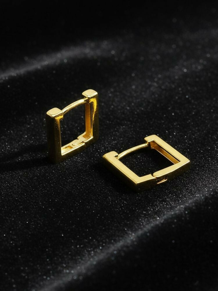 NVR Men's Gold Plated Geomatric Shaped Hoop Earrings | Grab2Buy