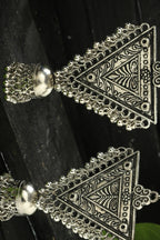 Mominos Fashion Joharkamal Silver-Plated Triangle Design Drop Earrings For Women | Grab2Buy