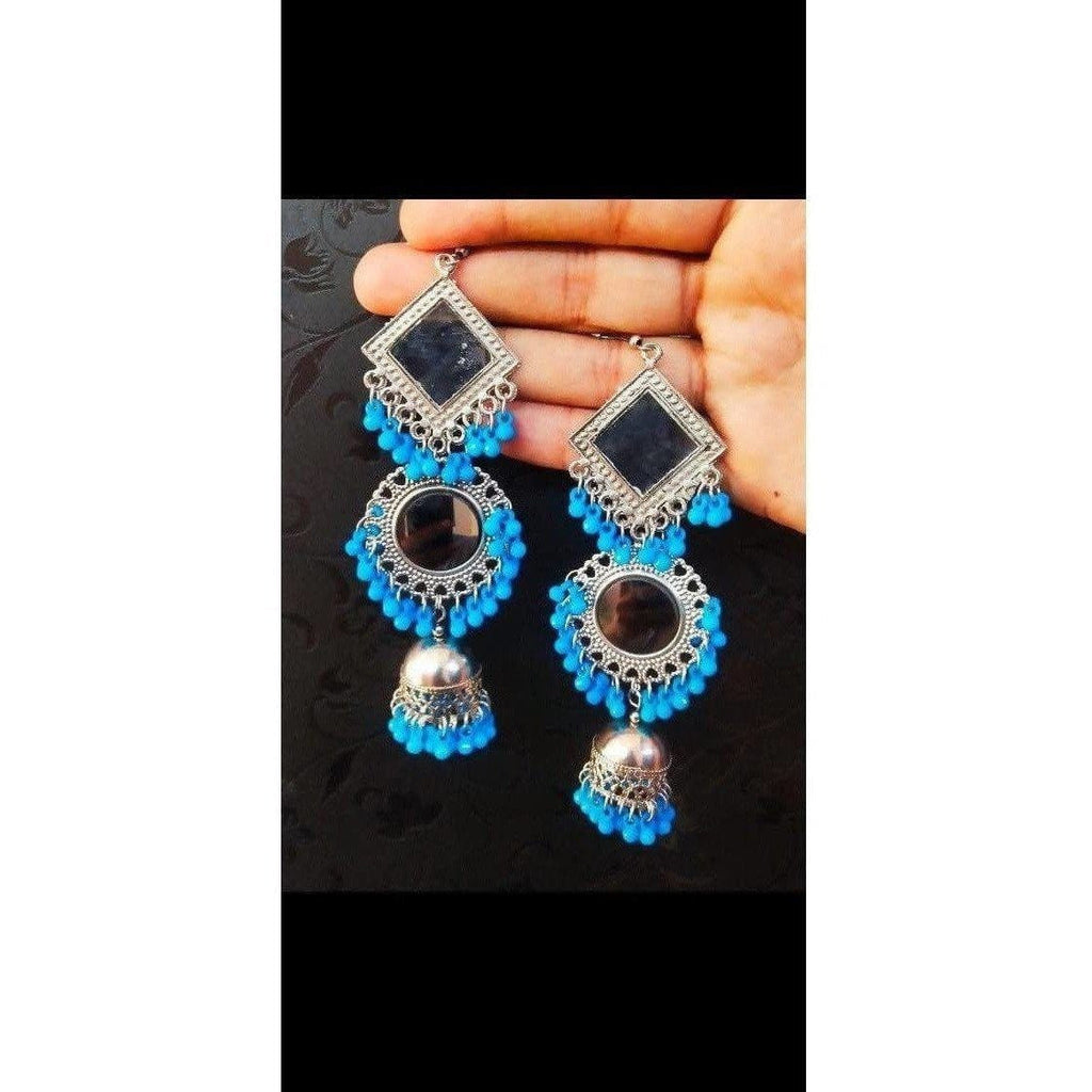 MS Fashion India Muskan Fancy Oxidized Mirror Jhumki Earrings | Grab2Buy