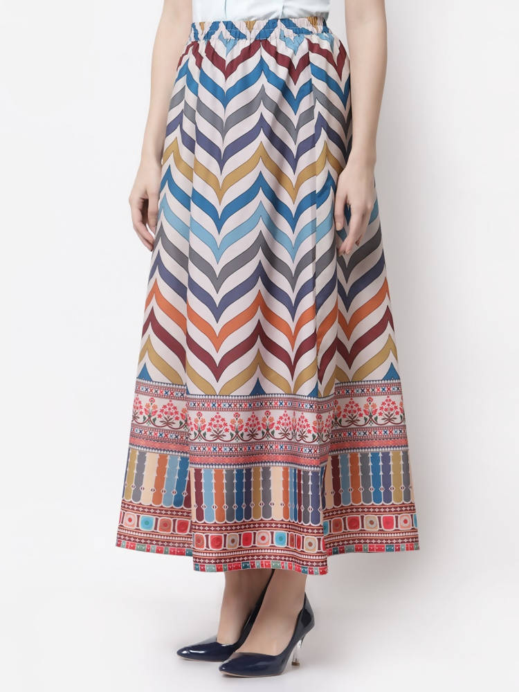 Myshka Muticolored Silk blend Printed Skirt | Grab2Buy