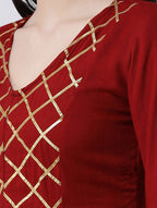 Cheera Maroon A-Line kurta With Palazzo Pant Set (CH129KP) | Grab2Buy