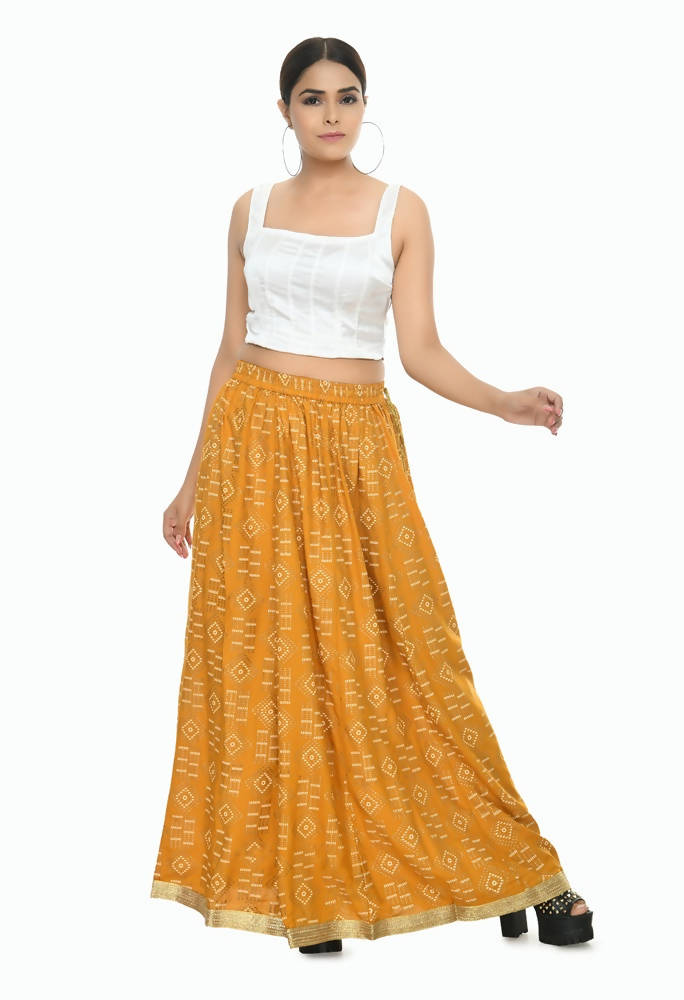 Mominos Fashion Moeza Cotton Mustard Color Printed Lehenga (Lancha) | Grab2Buy