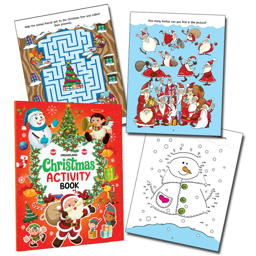 Dreamland Publications Christmas Activity Book for Kids – Fun Puzzles, Coloring, Mazes & More | Ages 4–8 | Grab2Buy
