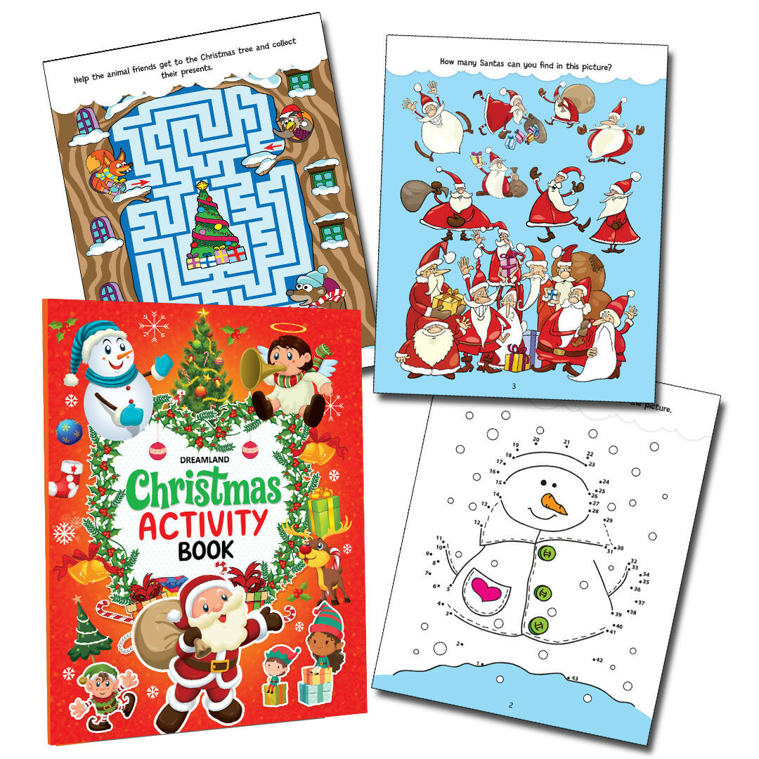 Dreamland Publications Christmas Activity Book for Kids – Fun Puzzles, Coloring, Mazes & More | Ages 4–8 | Grab2Buy