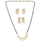 AanyaCentric Gold-Polished Mangalsutra with Pendant, 2 Pair Earrings | Grab2Buy