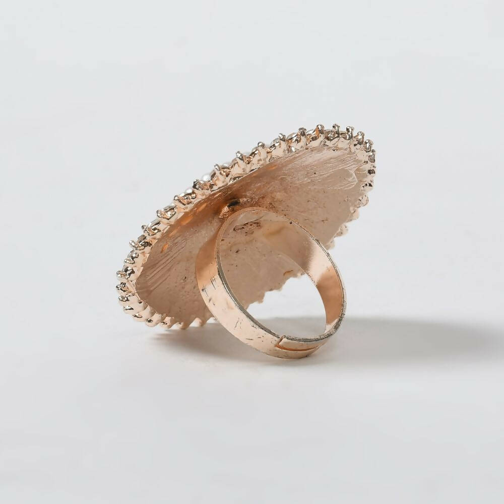 Mominos Fashion Joharkamal Gold-Polished Stone Studded Adjustable Finger Ring - Design 05 | Grab2Buy