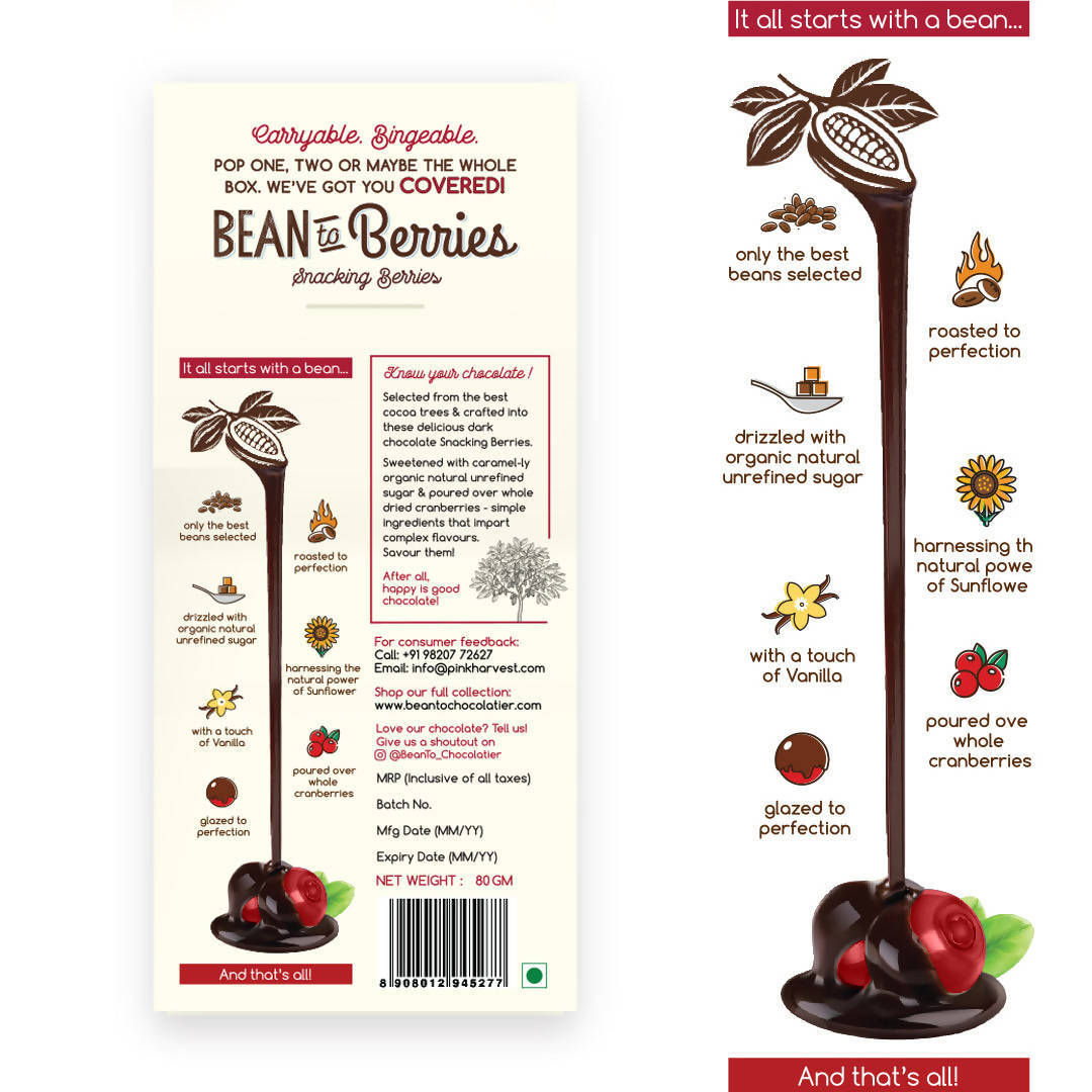 Pink Harvest Bean To Berries Chocolate Coated Cranberries | Grab2Buy