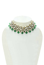 Mominos Fashion Johar Kamal Gold-Polished Rani Haar with Green and Off white Pearls Jewellery Set | Grab2Buy